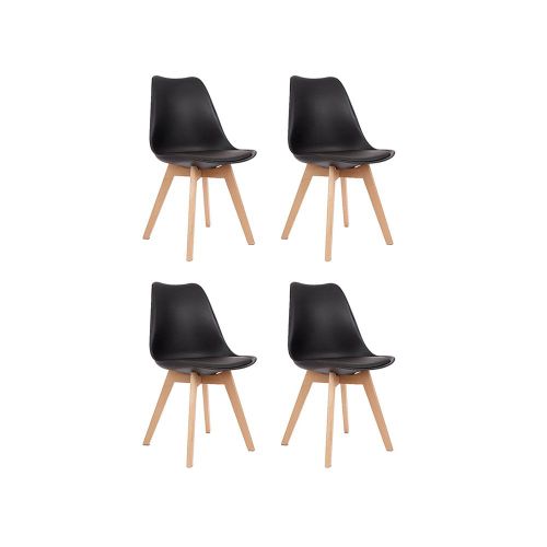 Pack x4 Sillas de Diseño Moderno, Modelo Tulip en Color Negro