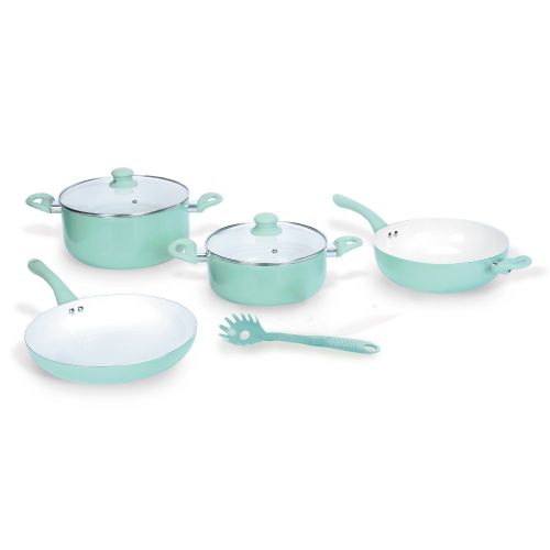 Set de Cocina Cerámico de 7 Piezas en Color Verde Agua