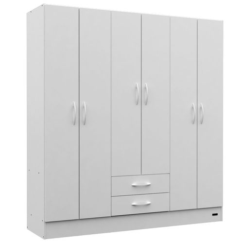 Placard Blanco de 6 Puertas y 2 Cajones
