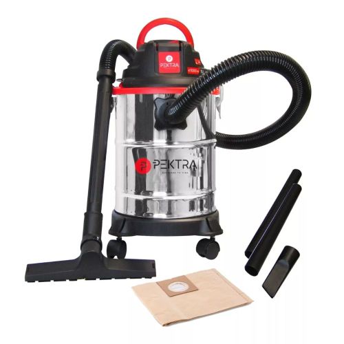 Aspiradora de Acero Inoxidable con Capacidad de 15 Litros para Polvo y Líquidos
