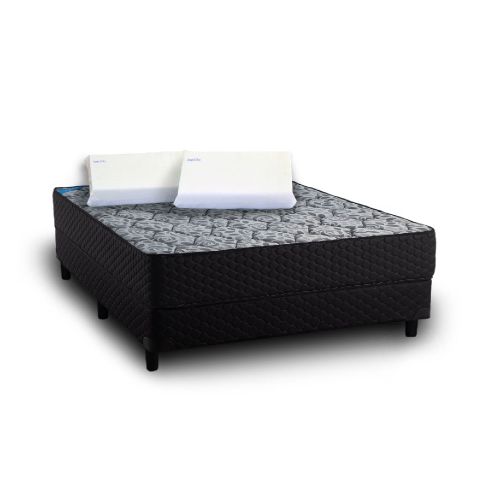 Combo de Colchón y Sommier con Resortes 190 x 140cm + 2 Almohadas