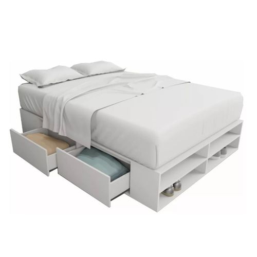 Cama Base Somier con Cajonera y Zapatero Integrado 1,40 Metros