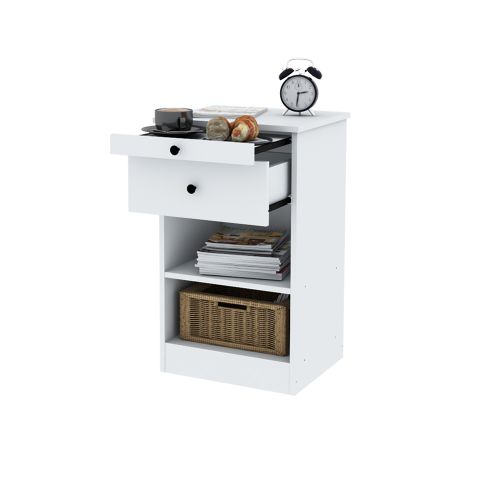 Mesa de Luz con Desayunador Multifuncional en Blanco