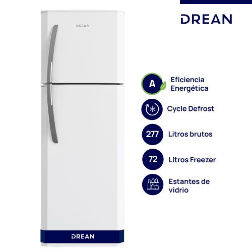 Heladera Drean Cíclica de 277L con Estantes Regulables, Blanco