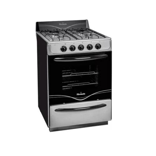 Cocina de Acero Inoxidable Multigas con 4 Quemadores y Horno Visor