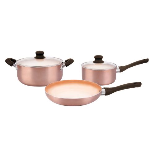 Set de Cocina de Aluminio con Revestimiento Cerámico en Cobre