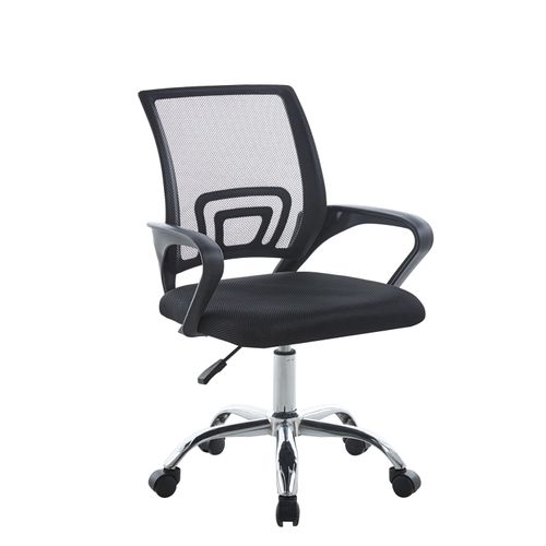 Silla de Oficina Ergonómica con Revestimiento de Malla y Base Cromada